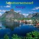 Norsk kust med texten: Sommarsemester i Norge