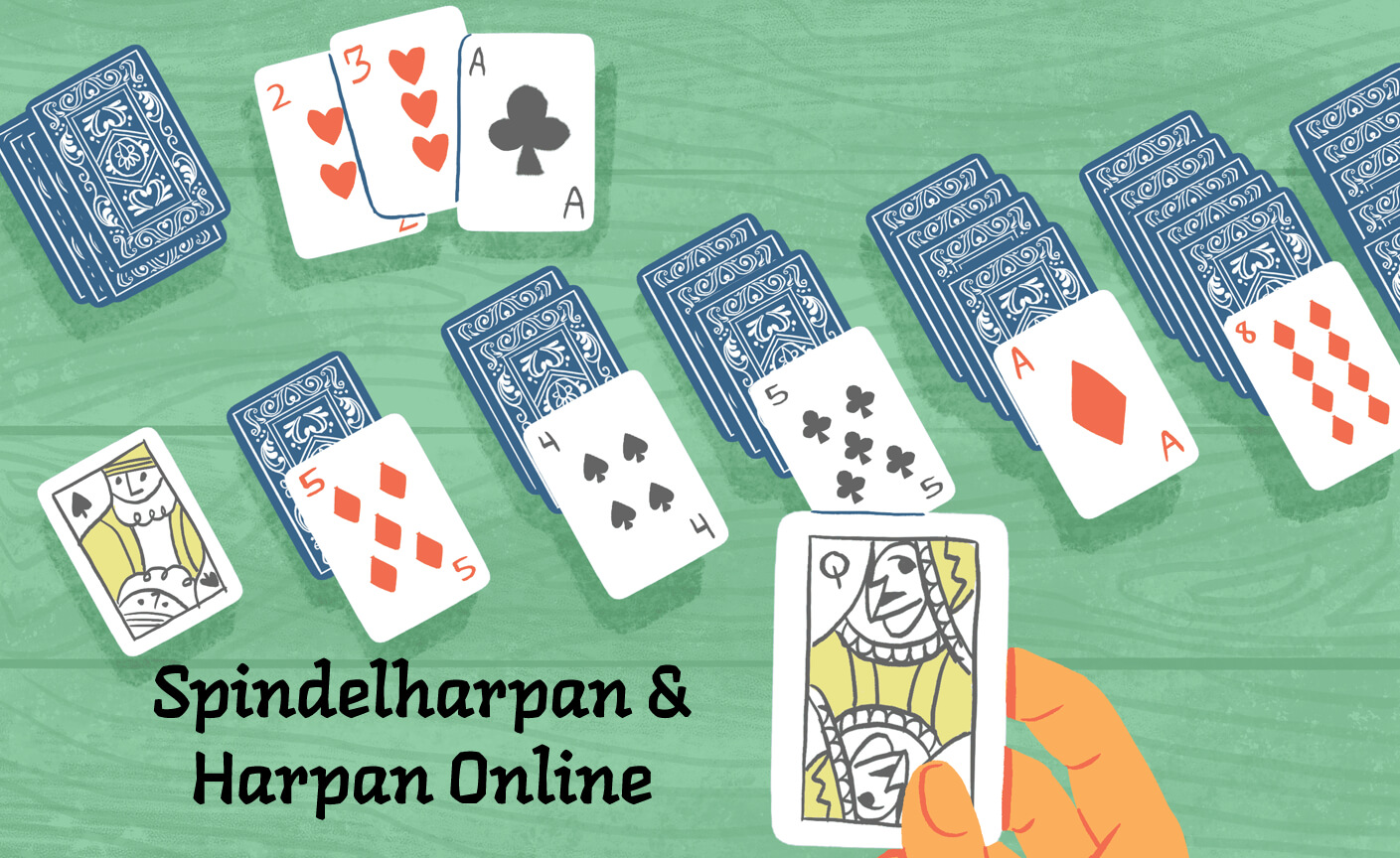 Spindelharpan med texten: Spindelharpan & Harpan Online